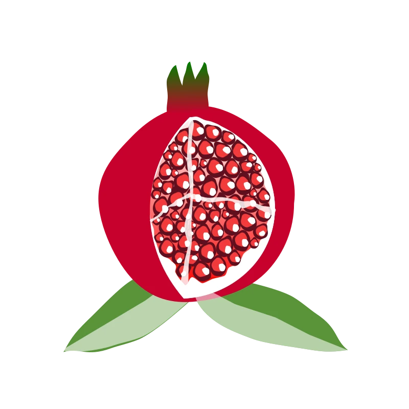A red pomegranate showing seeds